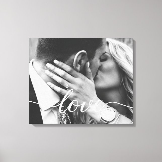 Impressão Em Tela Foto De Casamento Da Tipografia De Script De Amor  (Frente)