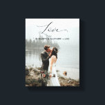 Impressão Em Tela Foto de Casamento Personalizado Manuscrito de Scri<br><div class="desc">Este design imprimiu a Impressão de Foto Personalizada de Casamento Manuscrita por Script de Amor,  que pode ser personalizada com o seu texto. Clique no botão "Personalizar" e use nossa ferramenta design para modificar este modelo. Veja a Design de Arte Gráfica para outros produtos que combinam com este design!</div>