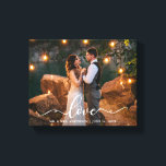 Impressão Em Tela Foto de noiva de casamento do Elegant Script Love<br><div class="desc">Love Elegant Script Wedde Bride e Groom Photo Canvas Print</div>
