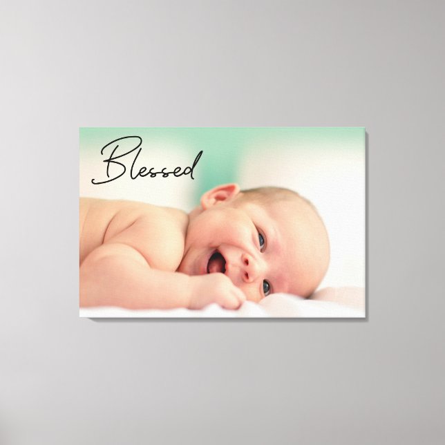 Impressão Em Tela Foto do Bebê do Script Bênção Moderno (Frente)