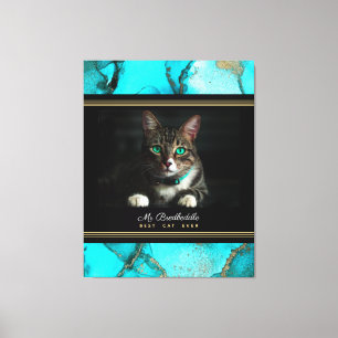 Impressão Em Tela Foto do Melhor Gato do Abstrato de Teal
