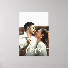 Impressão Em Tela Foto do Noivado de Script de Amor com Nomes Retrat