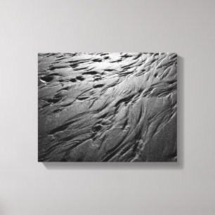 Impressão Em Tela Foto em preto e branco de padrões de areia na prai