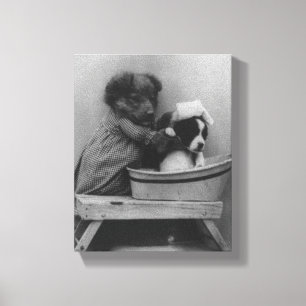 Impressão Em Tela Foto engraçada do banho do cão dos filhotes de