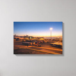 Impressão Em Tela Foto marítima industrial do pôr do sol no Porto de