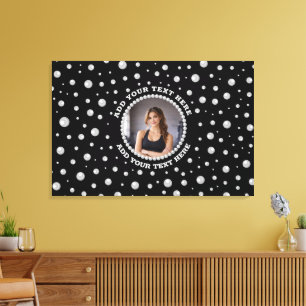 Impressão Em Tela Foto Personalizada com Círculo de Pérolas em Preto