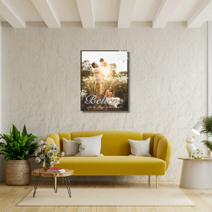 Impressão Em Tela Foto personalizada da família acredite na neve do