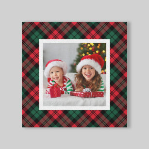 Impressão Em Tela Foto personalizada da Xadrez de Natal Vermelha e V