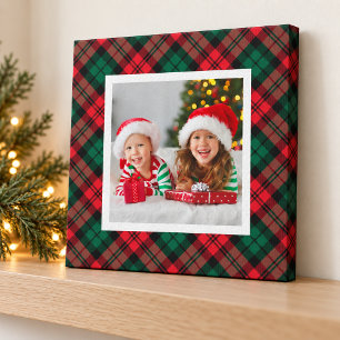Impressão Em Tela Foto personalizada da Xadrez de Natal Vermelha e V