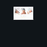 Impressão Em Tela Foto personalizada do Batismo Menino moderno<br><div class="desc">Para um batismo elegante,  neutro em gênero. Um fundo branco chic. Personalize e adicione 3 fotos de tamanho vertical,  o nome da criança e a data do batismo. Letras pretas e ouros.</div>