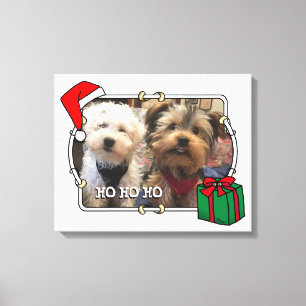 Impressão Em Tela Foto personalizada Santa Hat Pet HO HO