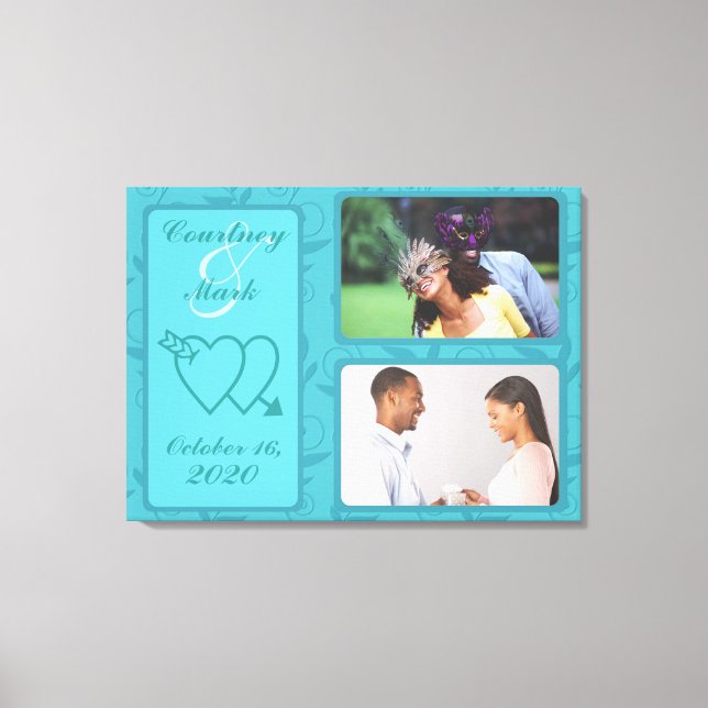 Impressão Em Tela Foto personalizável do dia de casamento data canva (Frente)