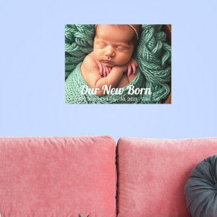 Impressão Em Tela Foto Simples de Bebê Recém-Nascido Personalizada