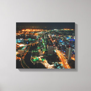 Impressão Em Tela fotografia aérea dos edifícios das cidades à noite