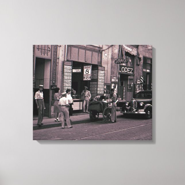 Impressão Em Tela Fotografia da Rua Espanha de 1940 Lopez Beauty Par (Frente)