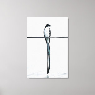 Impressão Em Tela Fotografia Minimalista de Pássaro no Fio