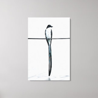 Impressão Em Tela Fotografia Minimalista de Pássaro no Fio