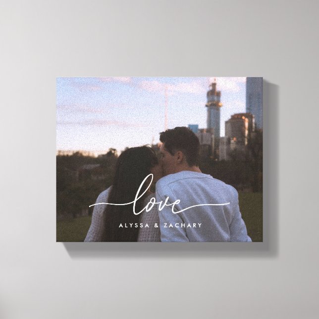 Impressão Em Tela Fotografias e Nomes do Casal Personalizado 'Love'  (Frente)