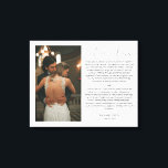 Impressão Em Tela Fotografias e Votos de Aniversário de Casamento Pe<br><div class="desc">Design moderno e elegante imprimiu Foto de Aniversário de Casamento Personalizado Impressão de Foto e Vows que pode ser personalizada com o seu texto. Clique no botão "Personalizar" e use nossa ferramenta design para modificar este modelo. Veja a Design de Arte Gráfica para outros produtos que combinam com este design!...</div>