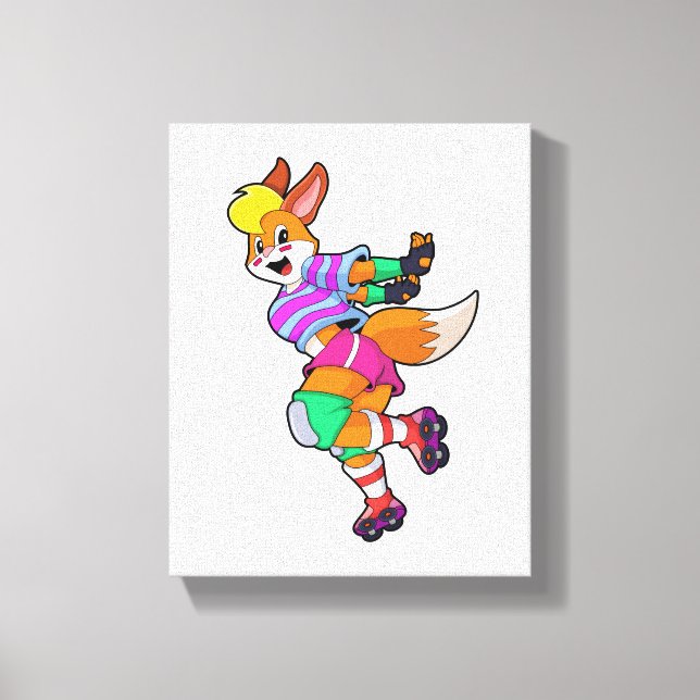 Impressão Em Tela Fox como Skater Inline com Skates Inline (Frente)