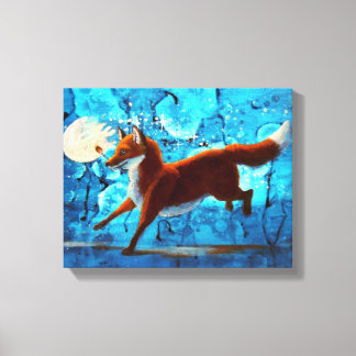 Impressão Em Tela Fox Kitsune Surreal Fantasy em Azul