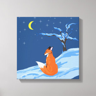 Impressão Em Tela Fox Noturna de inverno