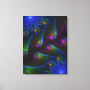 Impressão Em Tela Fractal Abstrato de Disquete Moderno e Luminoso Co
