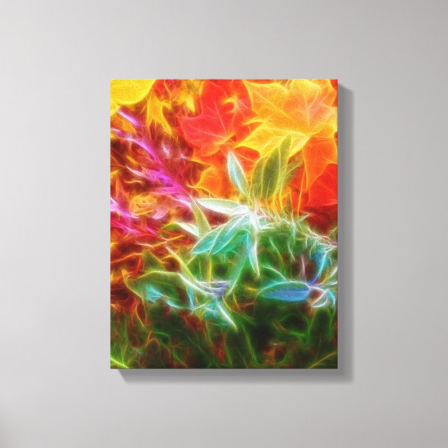 Impressão Em Tela Fractal Autumn deixa o arco-íris (Frente)