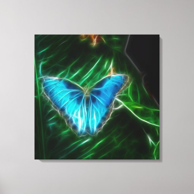 Impressão Em Tela Fractal azul da borboleta de Morpho (Frente)