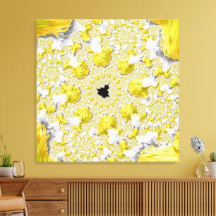 Impressão Em Tela Fractal Dourado Abstrato Amarelo