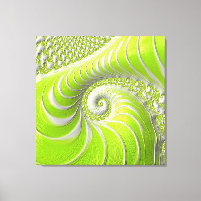 Impressão Em Tela Fractal espiral do Verde limão moderno abstrato (Frente)