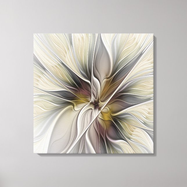 Impressão Em Tela Fractal Floral, Flor Fantasia com Cores da Terra (Frente)