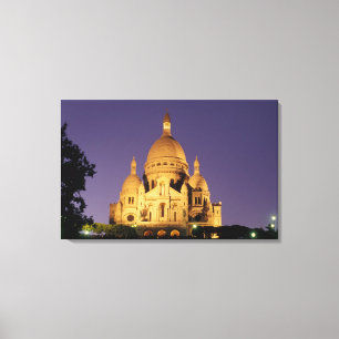 Impressão Em Tela França, Paris, Sacré-Coeur ao anoitecer.