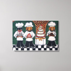 IMPRESSÃO EM TELA FRANCÊS CHEF DACHSHUNS