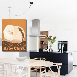 Impressão Em Tela Frango Bebê Chorando Cozinha Laranja