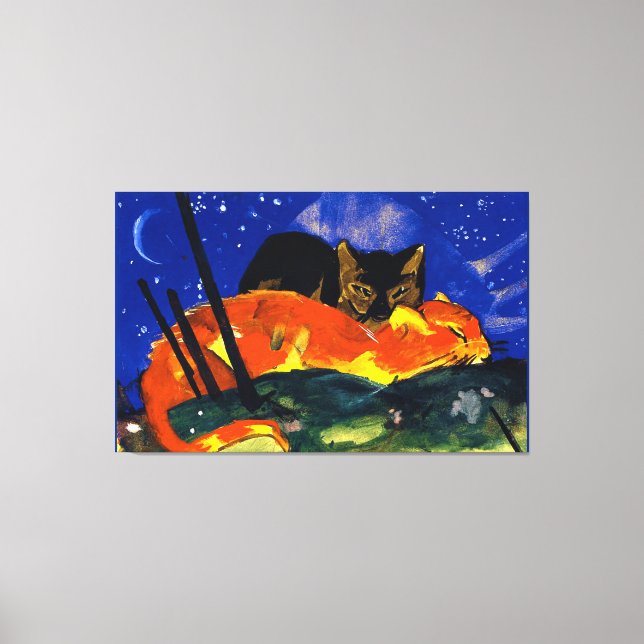 Impressão Em Tela Franz Marc - Dois Gatos, famosa pintura, (Frente)