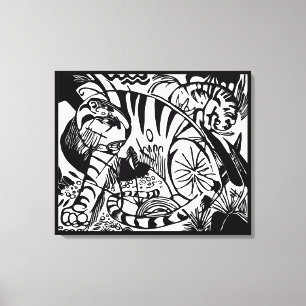 Impressão Em Tela Franz Marc - Tigre Preto e Branco - Arte Abstrata