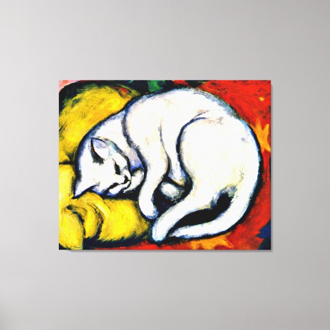 Impressão Em Tela Franz Marc - White Cat. famosa pintura, (Frente)