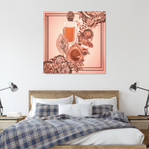 Impressão Em Tela Frasco de Perfume Vintage Peach arte de IA 