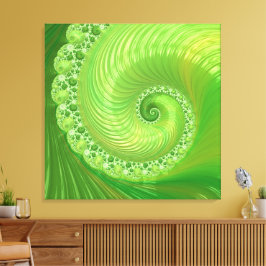 Impressão Em Tela Fratura Espiral Verde Monocromática abstrato
