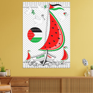 Impressão Em Tela Freedom Global Sumud Flotilla Boats para Gaza