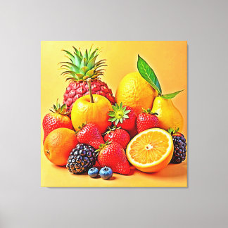 Impressão Em Tela Fresh Bounty: Vibrant Fruit Harvest Design 