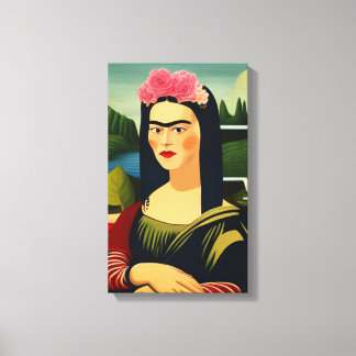 Impressão Em Tela Frida Kahlo como Mona Lisa