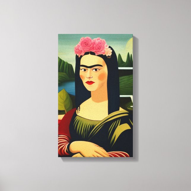 Impressão Em Tela Frida Kahlo como Mona Lisa (Frente)