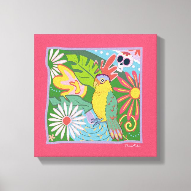 Impressão Em Tela Frida Kahlo Parrot Graphic (Frente)