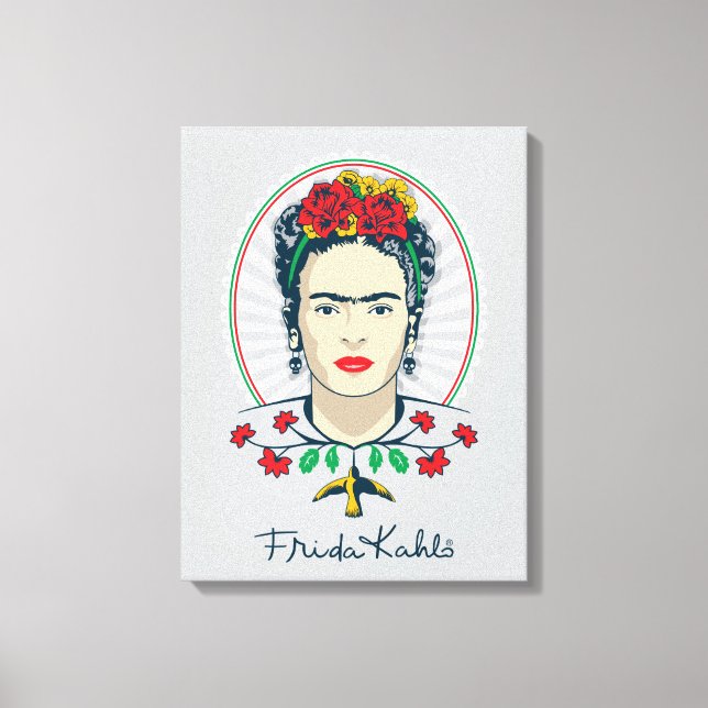 Impressão Em Tela Frida Kahlo | Vintage Floral (Frente)