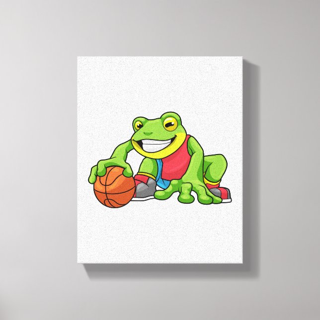 Impressão Em Tela Frog at Sports with Basketball (Frente)