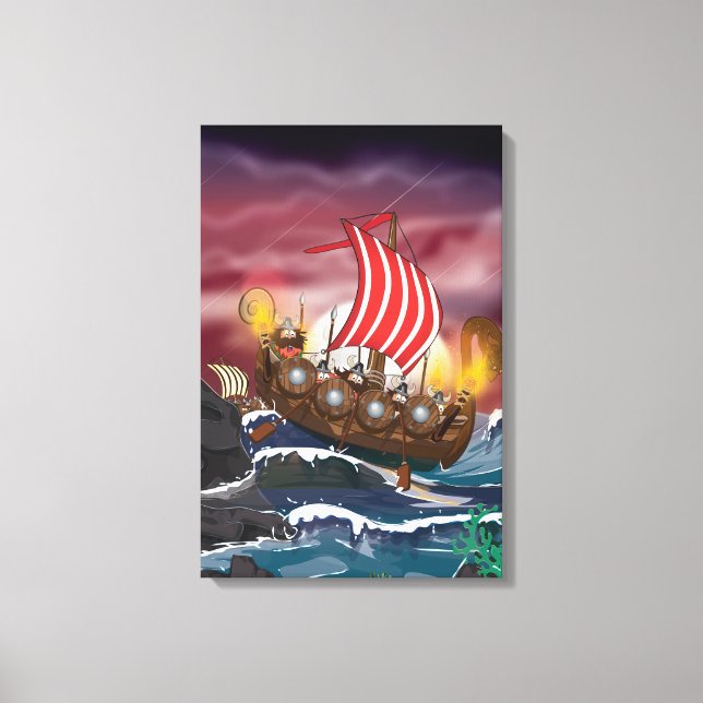 Impressão Em Tela Frota de Invasão Viking (Frente)