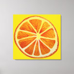 Impressão Em Tela Fruta art laranja citrino pop<br><div class="desc">Um design de arte original de Sacha Grossel de uma grande fatia laranja suculenta pintada em detalhes com aquarela contra um fundo personalizável de cor amarela cítrica. Esta laranja gigante de pop poderia ser perfeita para uma casa ou um café adicionar alguma cor às paredes. Perfeito para amantes da arte...</div>