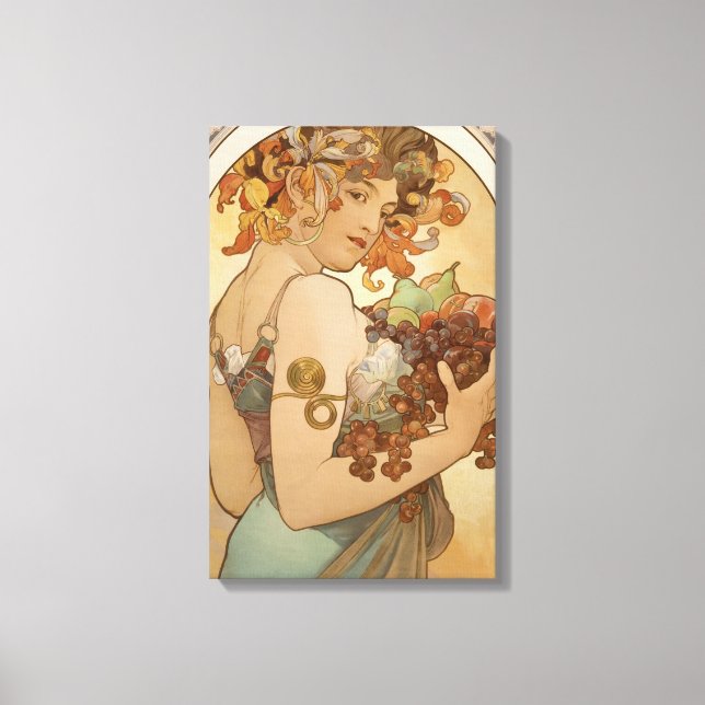 Impressão Em Tela Fruta (Art Nouveau) (Retrato feminino) (Frutas) (Frente)